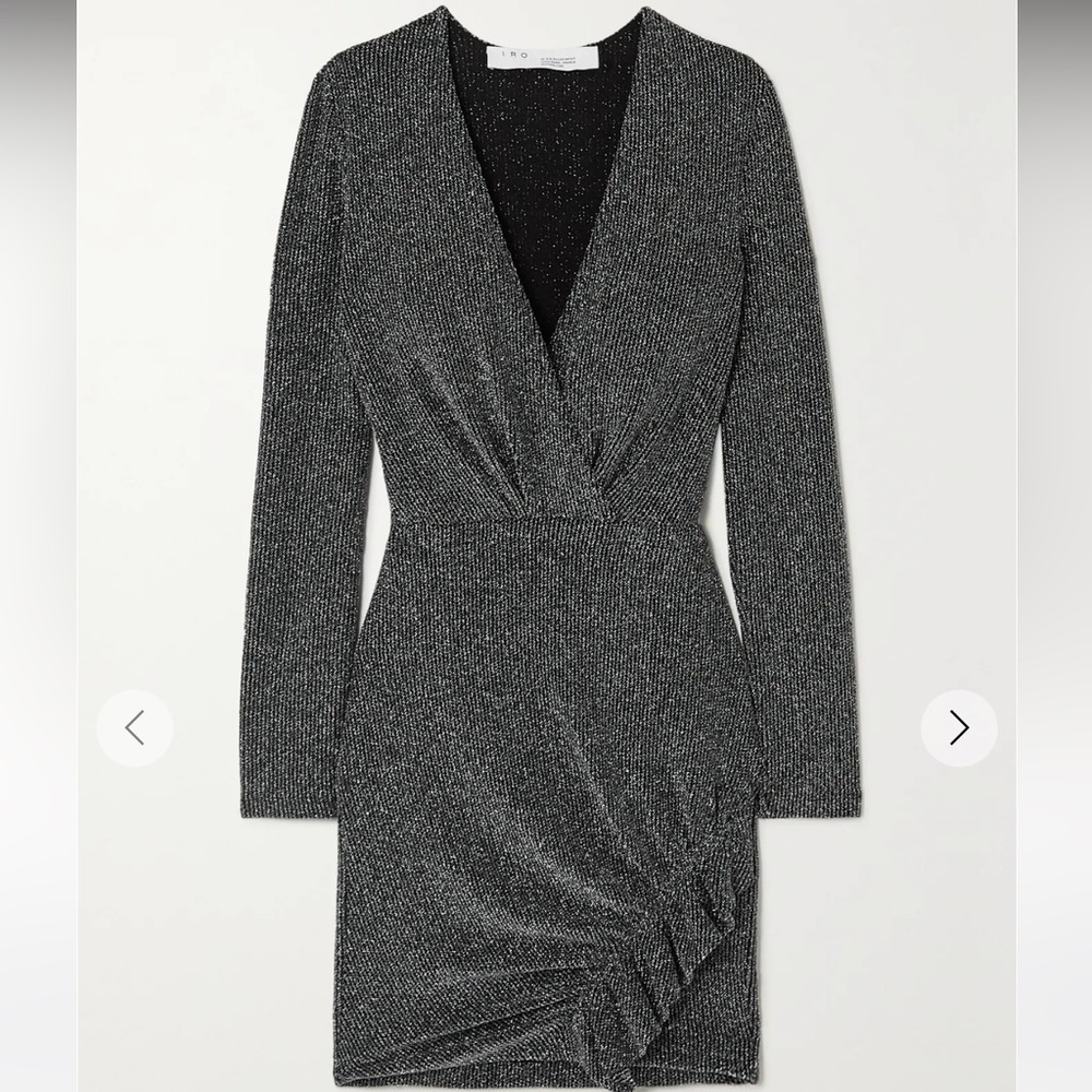 Noize Ruffled Wrap-effect Metallic Ribbed-knit Mini Dress - Picture 2 of 11